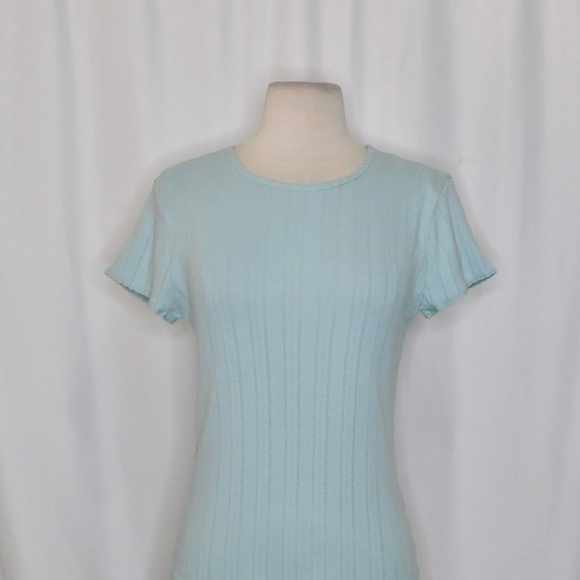 NWT! J. CREW Pointelle Short Sleeve T-Shirt Top Tee Faded Mint Light Blue Medium - Picture 4 of 16